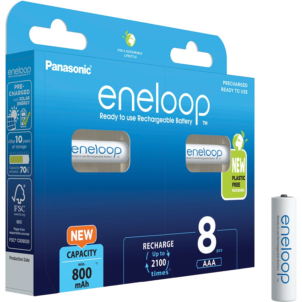 Acumulatori Ni-MH ENELOOP BK-4MCDE/8BE LR03/AAA, 1.2V, 8 bucati