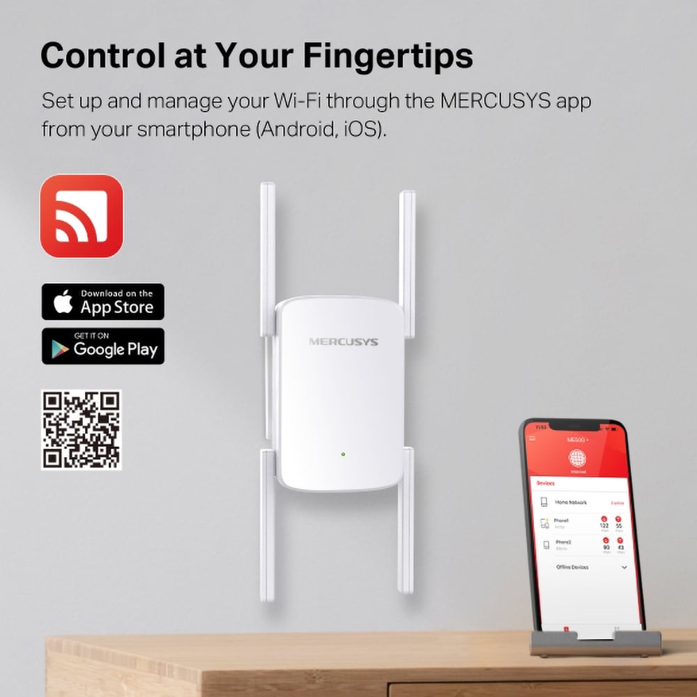 Wireless Range Extender MERCUSYS ME50G AC1900, Dual band 600 + 1300 Mbps, alb