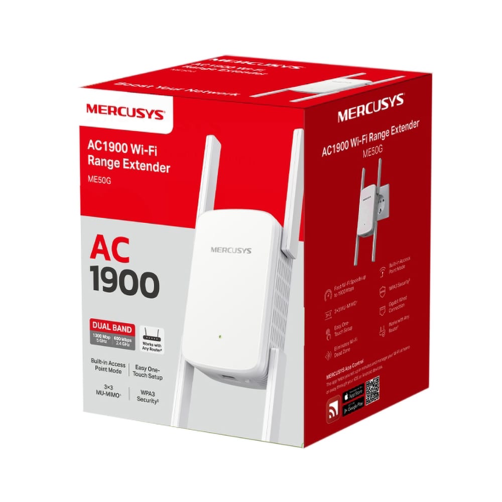 Wireless Range Extender MERCUSYS ME50G AC1900, Dual band 600 + 1300 Mbps, alb