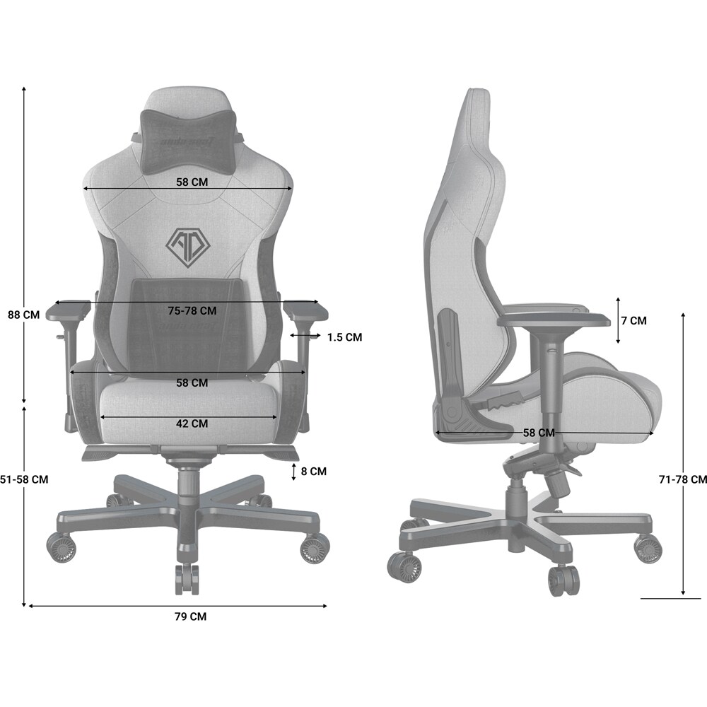 Scaun Gaming ANDA SEAT T-PRO 2 XL, textil, albastru