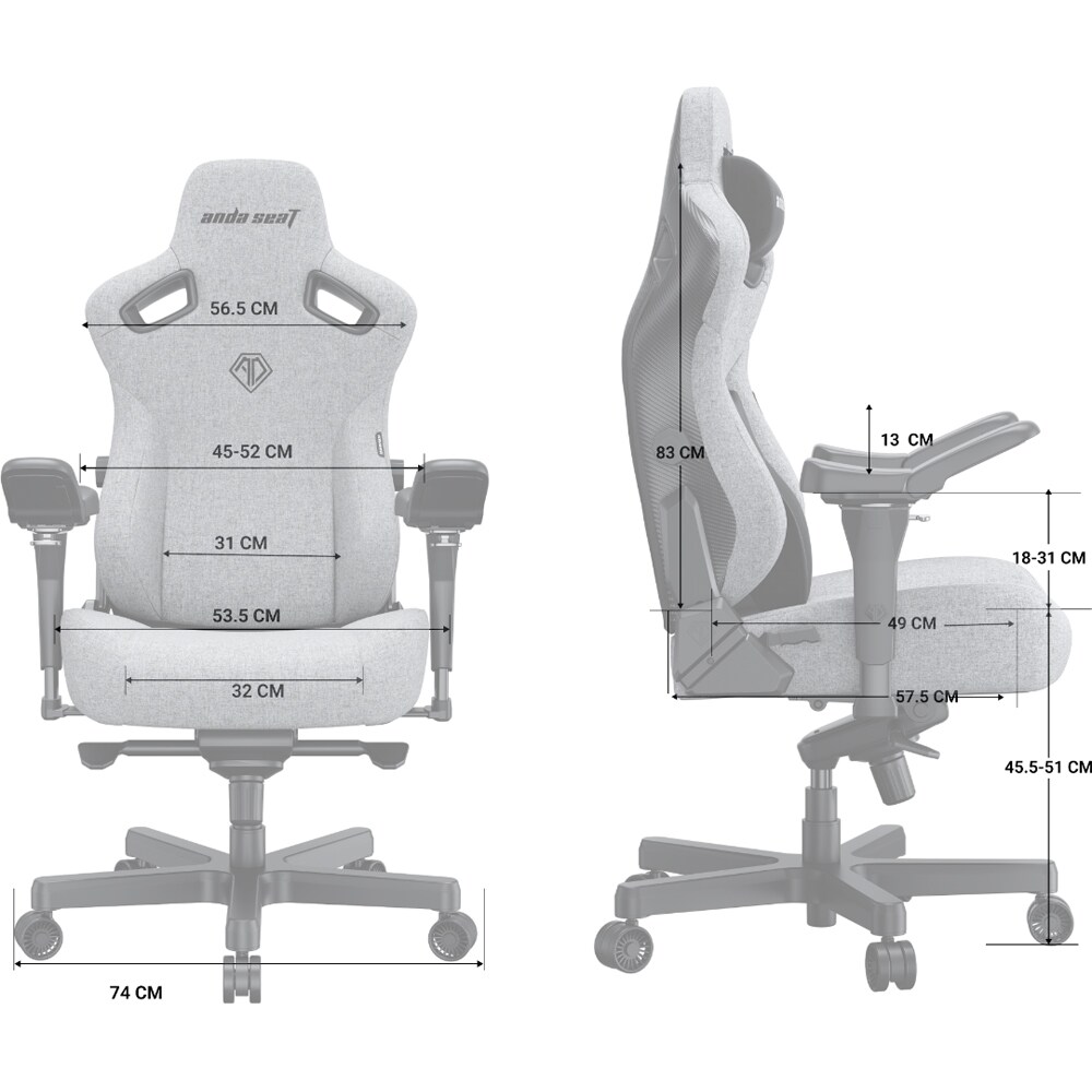 Scaun Gaming ANDA SEAT Kaiser 3 PRO XL, textil, negru