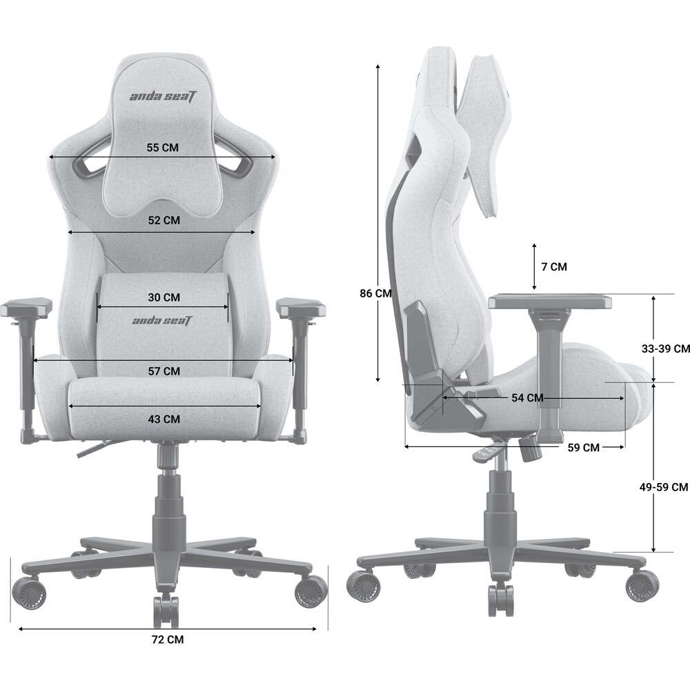 Scaun Gaming ANDA SEAT Kaiser 2 Frontier XL, piele sintetica, gri