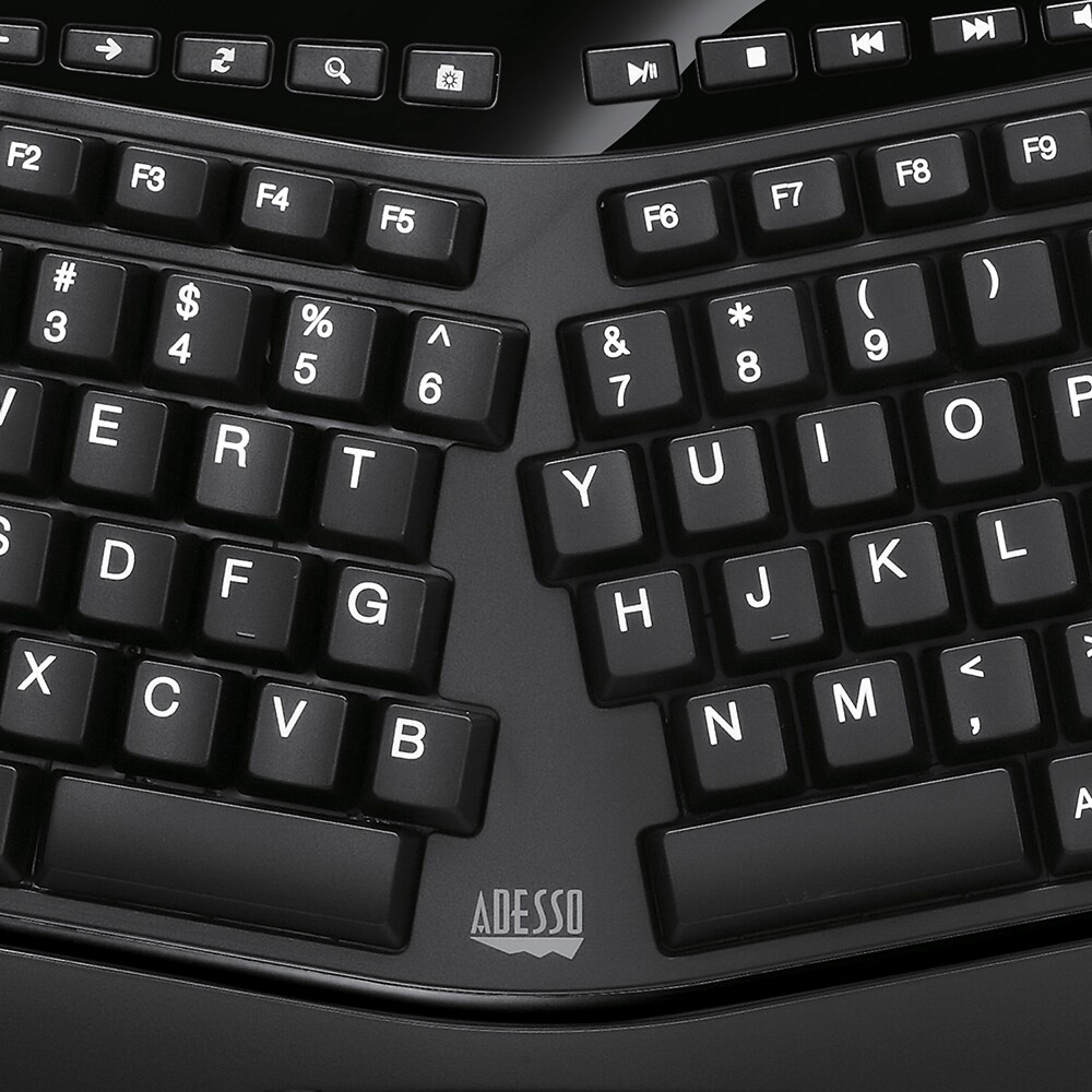Tastatura cu fir ADESSO Tru-Form Ergonomic Touchpad, USB, Layout US INT, negru