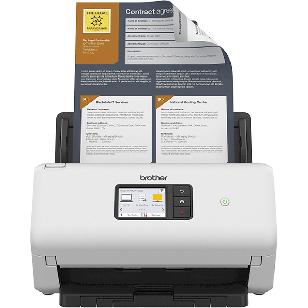 Scaner BROTHER ADS-4550W, A4, USB, Retea, Wi-Fi, alb