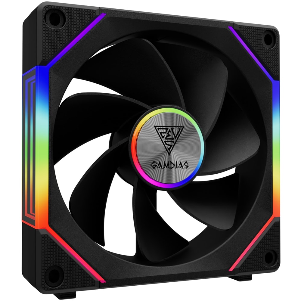 Set 3 ventilatoare GAMDIAS Aeolus P2-1203 ARGB, 3x120mm, AEOLUS-P2-1203, negru