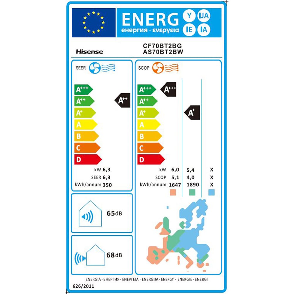 Aer conditionat HISENSE Hi-Smart, 24000 BTU,  A++/A+, Functie Incalzire, Wi-Fi, Kit instalare inclus, alb