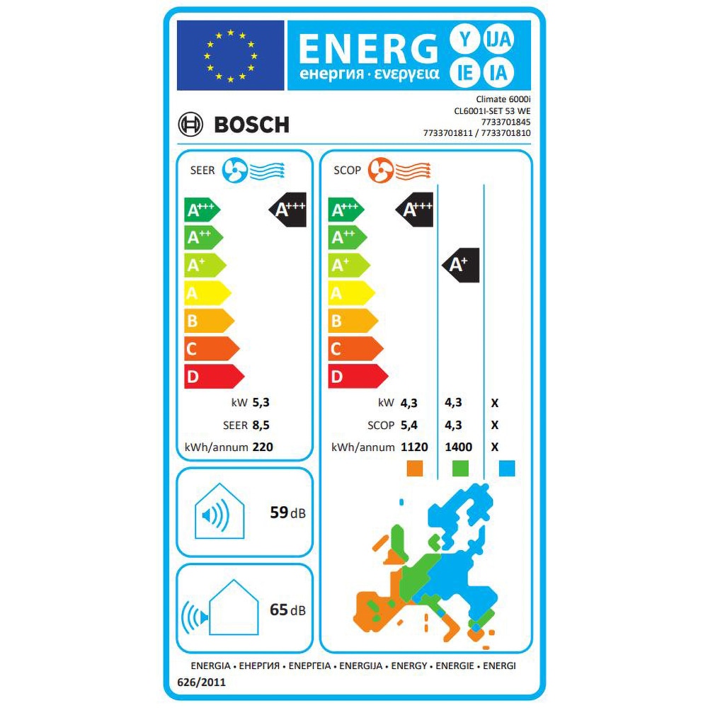 Aer conditionat BOSCH Climate 6000I, 18000BTU, A+++/A++, Inverter, Functie Incalzire, alb