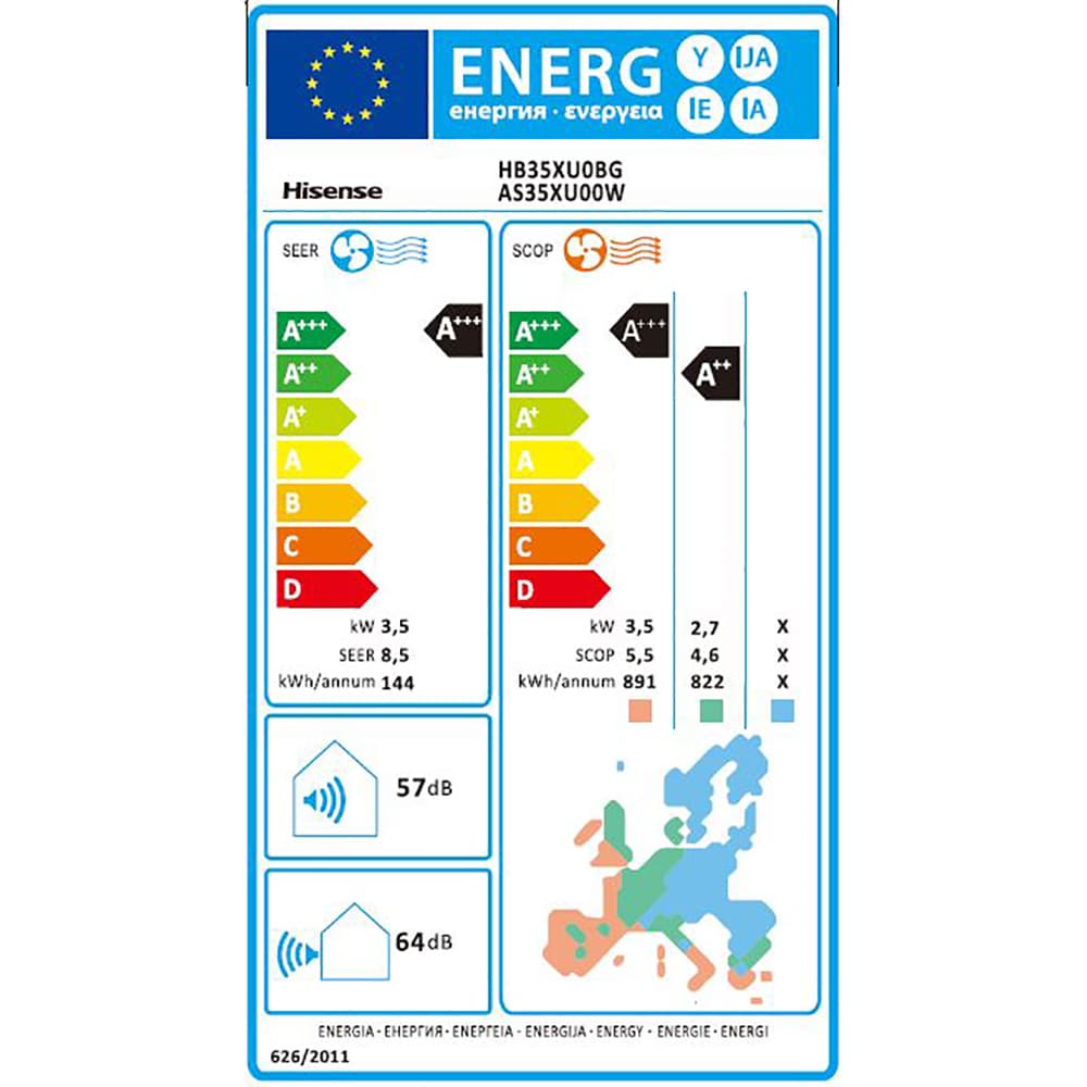 Aer conditionat HISENSE UniPure, 12000 BTU,  A+++/A++, Functie Incalzire, Wi-Fi, negru