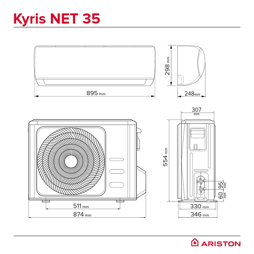 Aer conditionat ARISTON Kyris, 1200BTU, A+++/A+++, Wi-Fi, Functie Incalzire, Inverter, alb