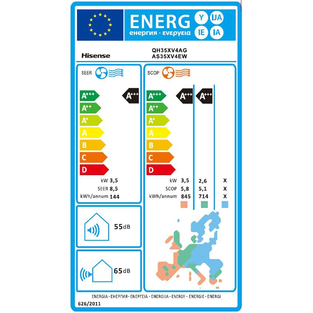 Aer conditionat HISENSE Energy ProX, 12000 BTU, A+++/A+++, Functie incalzire, Wi-Fi, alb