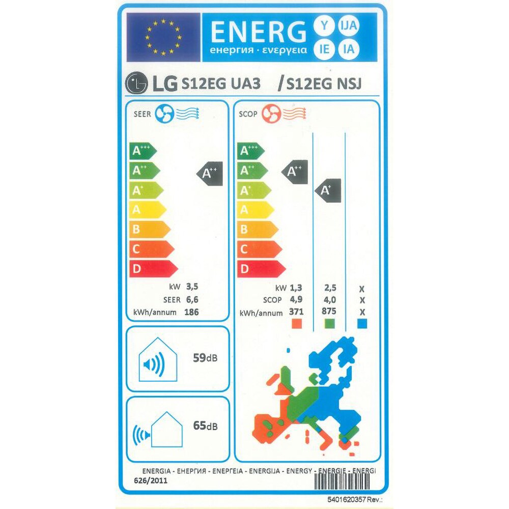 Aer conditionat LG S12EG.NSJ, 12000 BTU, A++/A+, Functie Incalzire, Inverter, dezumidificare, alb