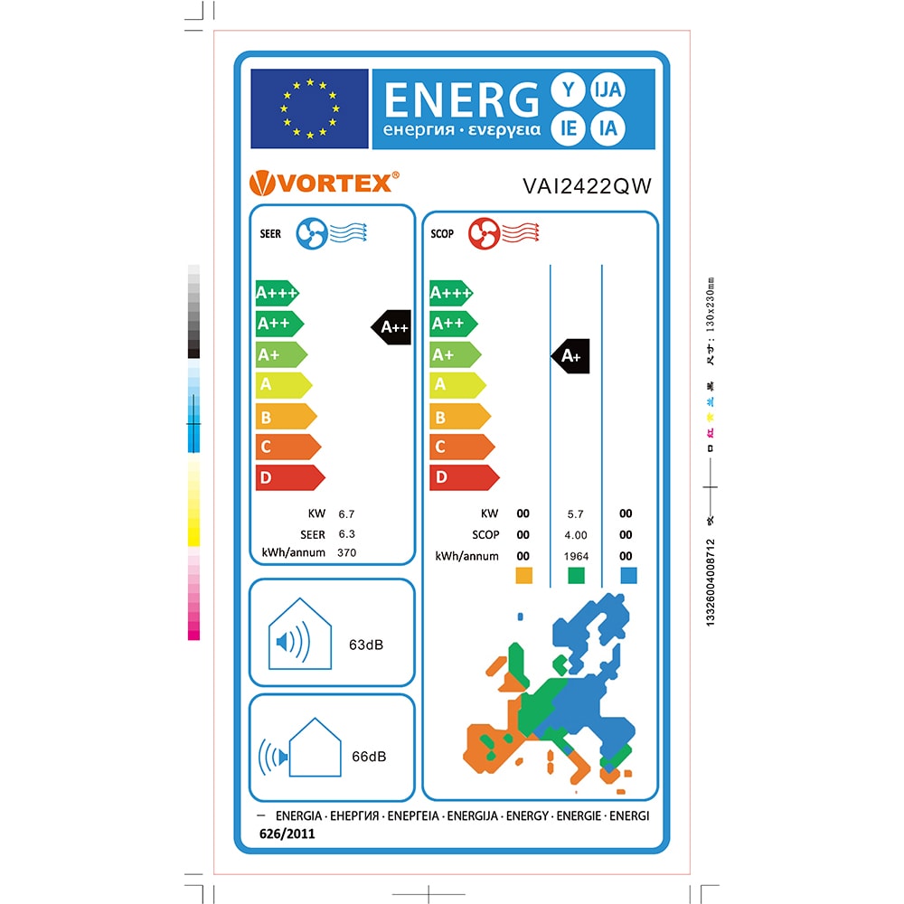 Aer conditionat VORTEX VAI2422QW, 24000 BTU, A++/A+, Inverter, Functie Incalzire,Wi-Fi, kit instalare inclus, alb