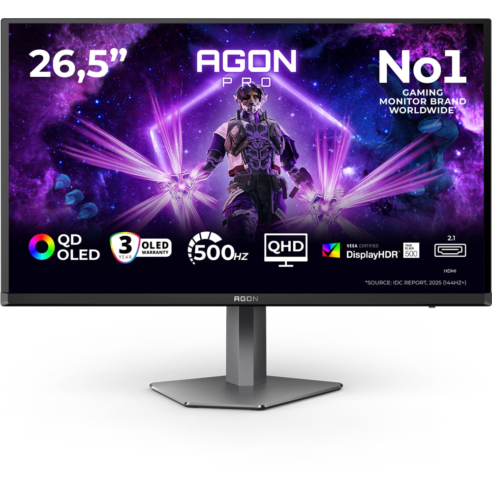 Monitor Gaming OLED AOC AG276QKD2, 26.5", QHD, 500Hz, G-SYNC Compatible, negru