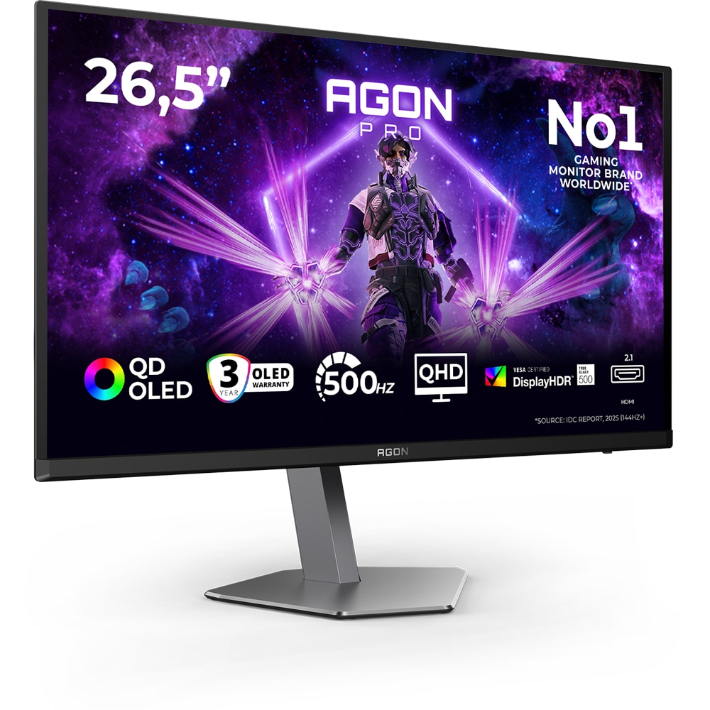 Monitor Gaming OLED AOC AG276QKD2, 26.5", QHD, 500Hz, G-SYNC Compatible, negru