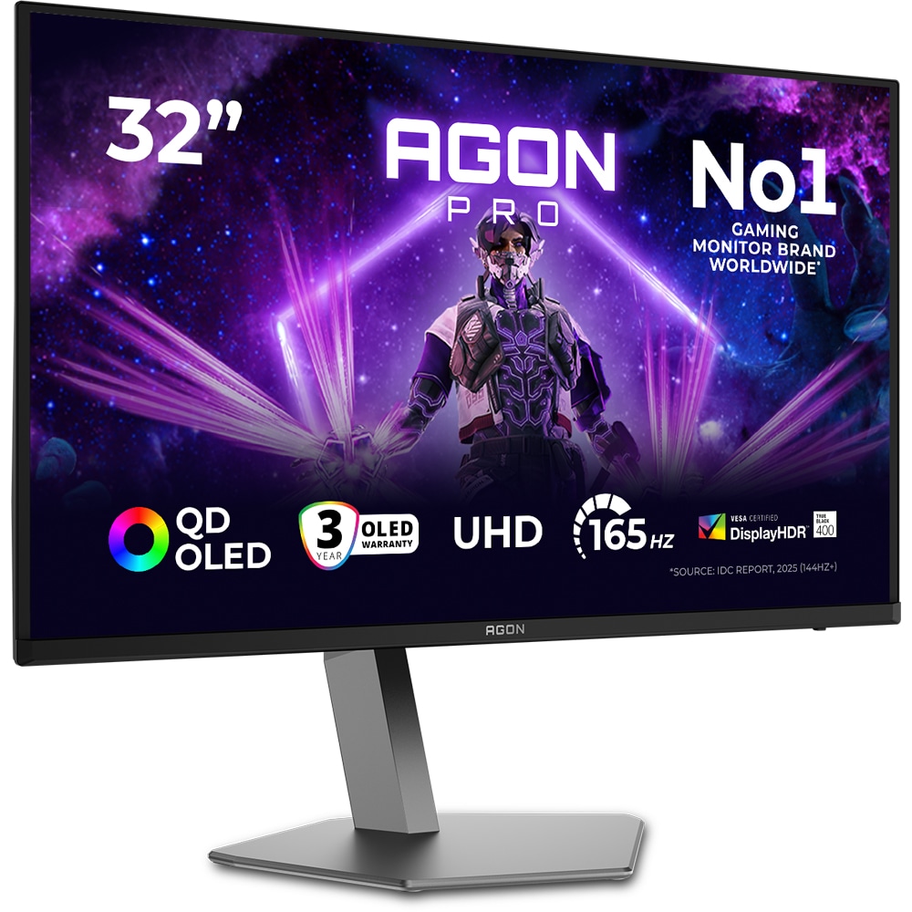Monitor Gaming OLED AOC AG326UD, 31.5", 4K UHD, 165Hz, G-SYNC Compatible, negru
