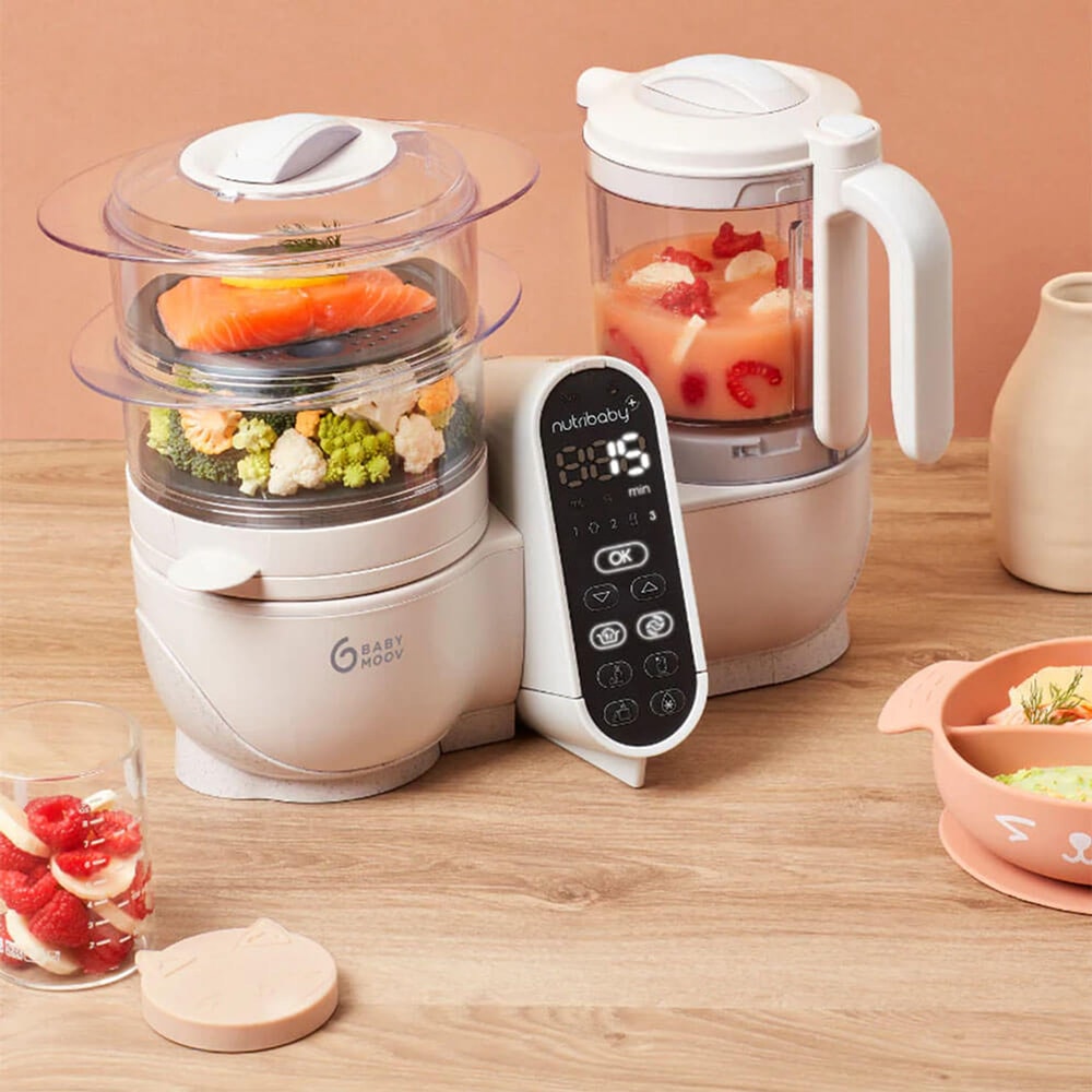 Robot multifunctional 5in1 BABYMOOV Nutribaby+ A001135, 2200ml, 500W, bej-negru