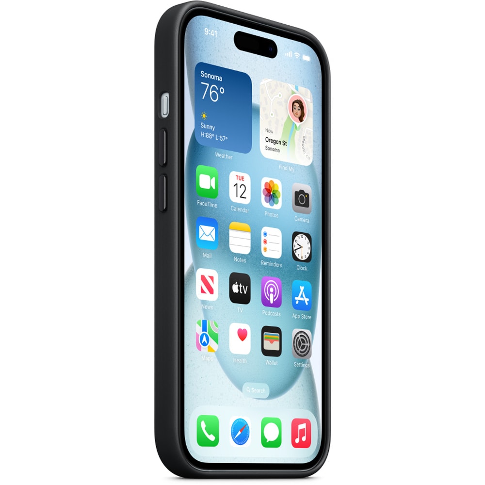Husa telefon APPLE iPhone 15 FineWoven Case cu MagSafe - Black, MT393ZM/A