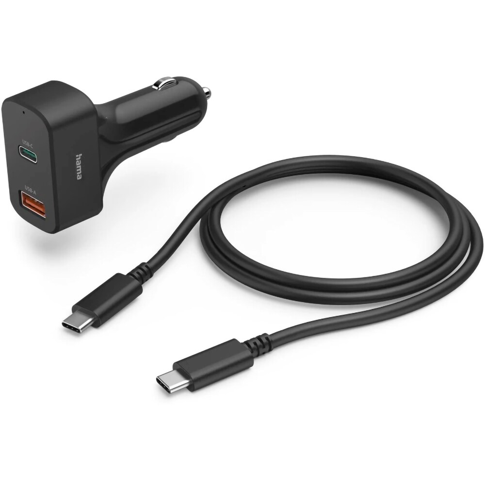 Incarcator universal auto pentru laptop HAMA 200018, cablu USB-C, 65W