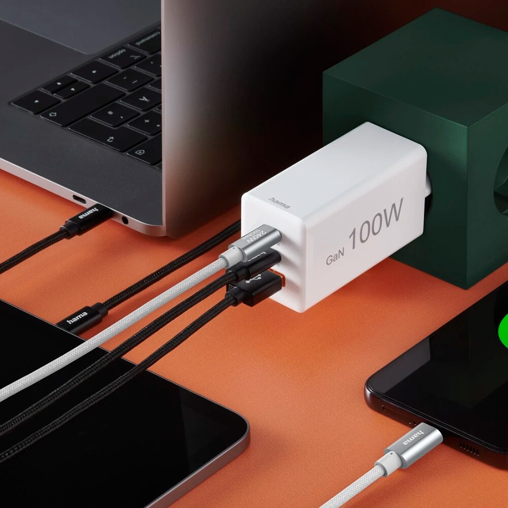 Incarcator universal laptop HAMA 200027, cablu USB-C, 100W, alb