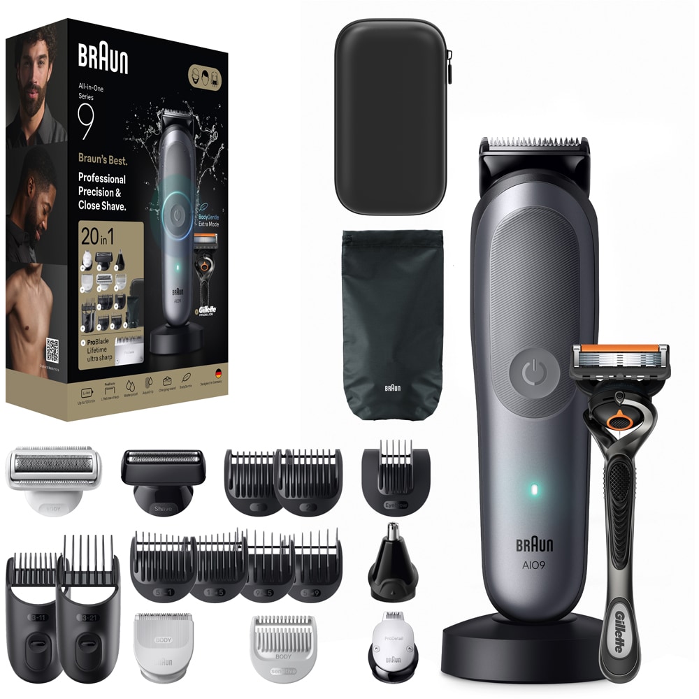 Aparat de tuns 20 in 1 BRAUN Seria 9 AIO9500, acumulator, 120 min autonomie, gri
