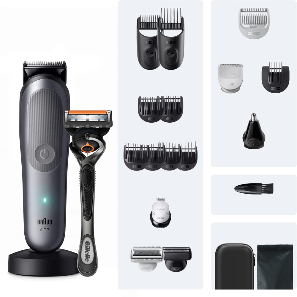 Aparat de tuns 20 in 1 BRAUN Seria 9 AIO9500, acumulator, 120 min autonomie, gri
