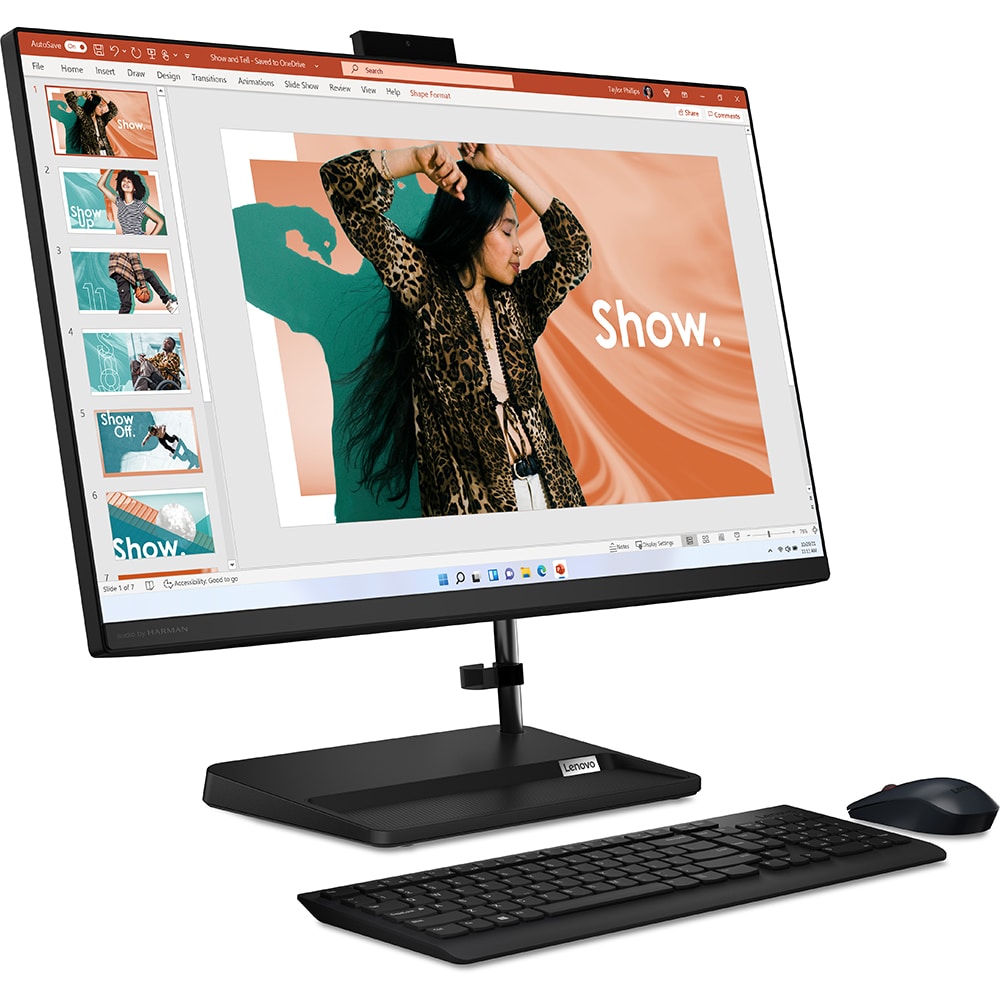 Sistem All in One LENOVO IdeaCentre AIO 3 27IAP7, Intel Core i5-12450H pana la 4.4GHz, 27" Full HD, 16GB, SSD 1TB, Intel UHD Graphics, Windows 11 Home, negru