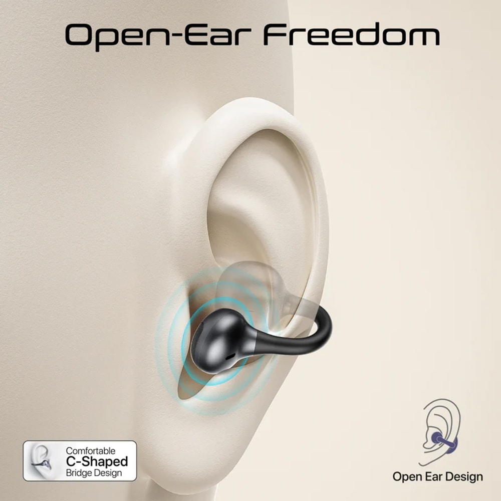 Casti PROMATE AirClip-Pro, True wireless, Bluetooth, Open-ear, Microfon, negru