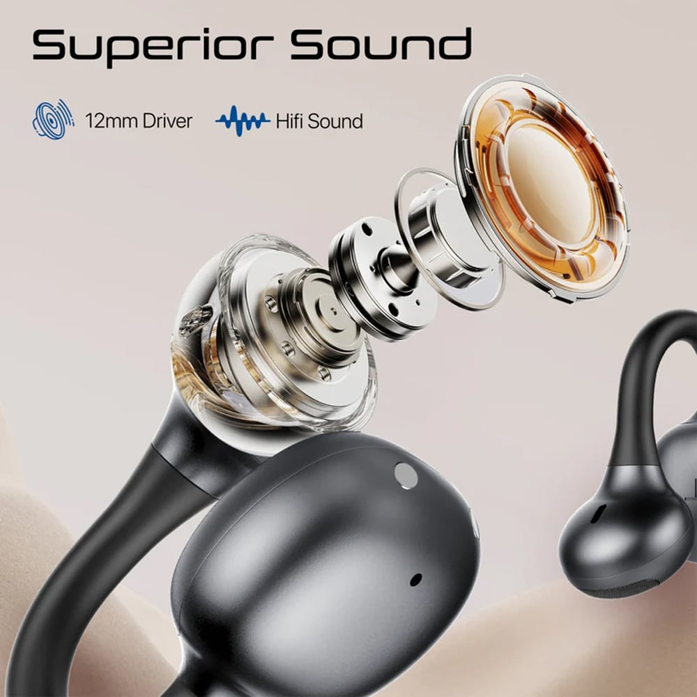 Casti PROMATE AirClip-Pro, True wireless, Bluetooth, Open-ear, Microfon, negru