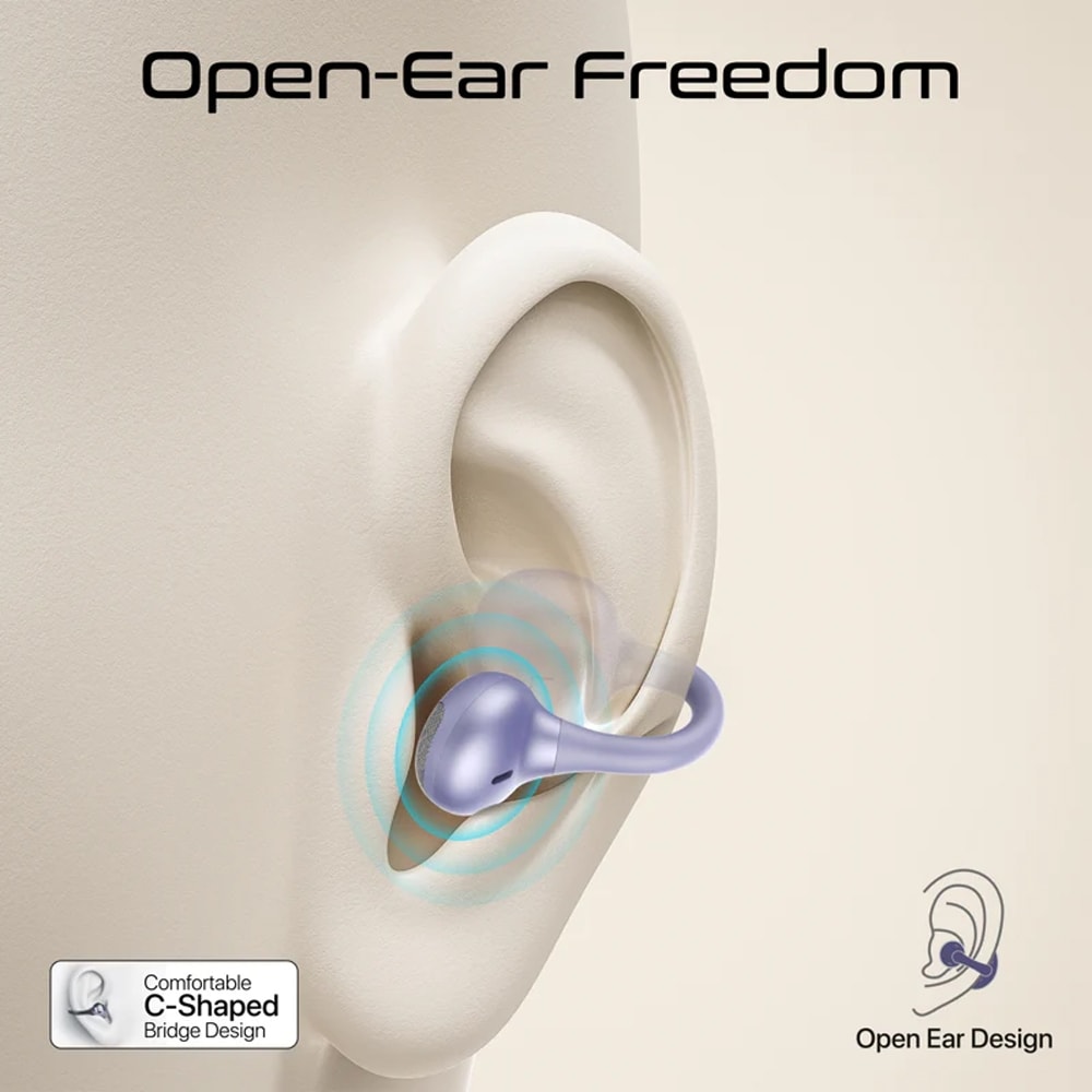 Casti PROMATE AirClip-Pro, True wireless, Bluetooth, Open-ear, Microfon, violet