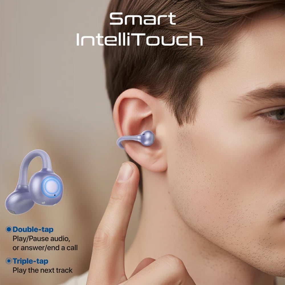 Casti PROMATE AirClip-Pro, True wireless, Bluetooth, Open-ear, Microfon, violet