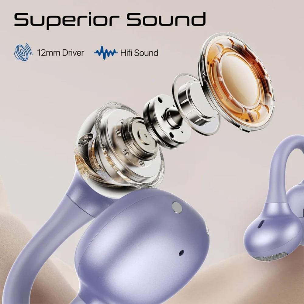 Casti PROMATE AirClip-Pro, True wireless, Bluetooth, Open-ear, Microfon, violet