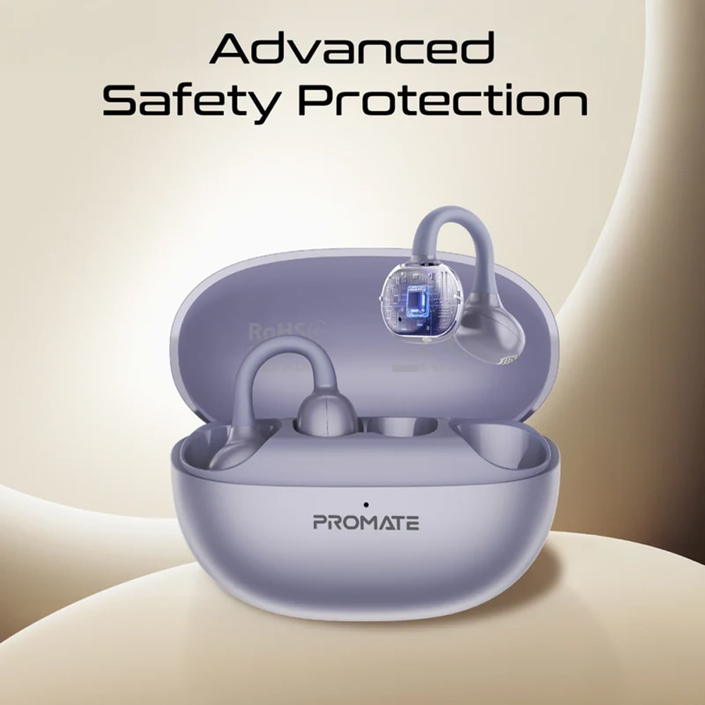 Casti PROMATE AirClip-Pro, True wireless, Bluetooth, Open-ear, Microfon, violet