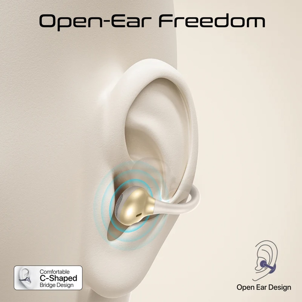 Casti PROMATE AirClip-Pro, True wireless, Bluetooth, Open-ear, Microfon, alb