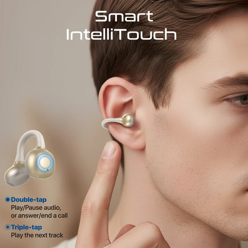 Casti PROMATE AirClip-Pro, True wireless, Bluetooth, Open-ear, Microfon, alb