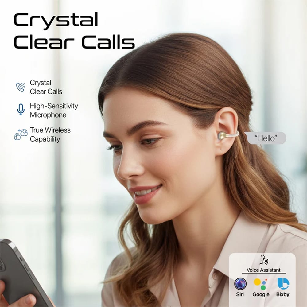 Casti PROMATE AirClip-Pro, True wireless, Bluetooth, Open-ear, Microfon, alb