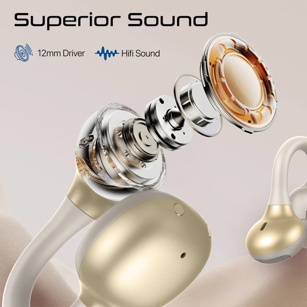 Casti PROMATE AirClip-Pro, True wireless, Bluetooth, Open-ear, Microfon, alb