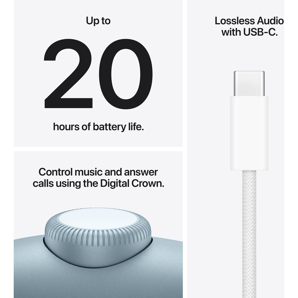 Casti APPLE AirPods Max 2, Bluetooth, Over-Ear, Microfon, USB-C, Noise Cancelling, Blue