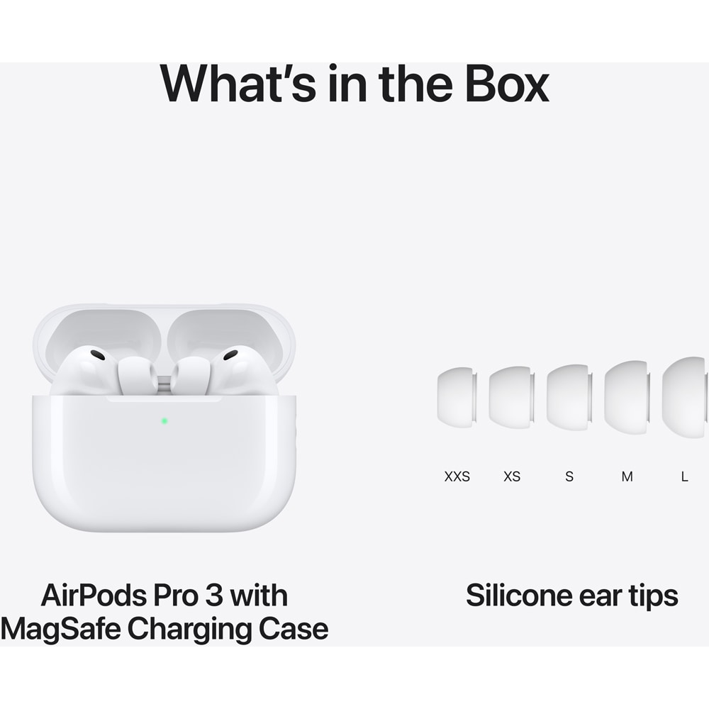 Casti APPLE AirPods Pro 3, True Wireless, Bluetooth, In-Ear, Microfon, Noise Cancelling, alb