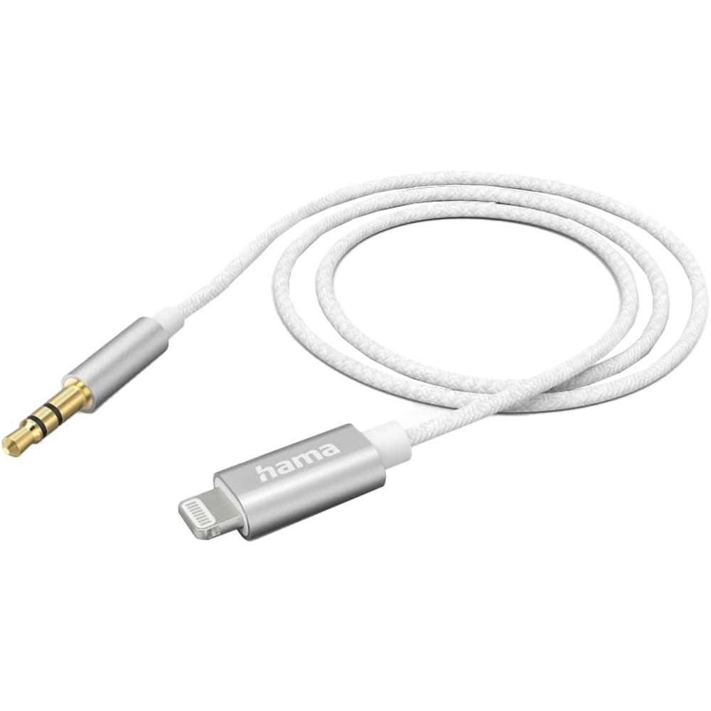 Cablu audio HAMA 201522, Lightning - Jack 3.5mm, 1m, alb