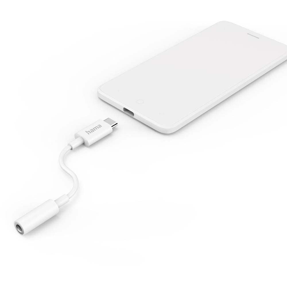 Adaptor audio HAMA 201524, USB-C - Jack 3.5mm, alb
