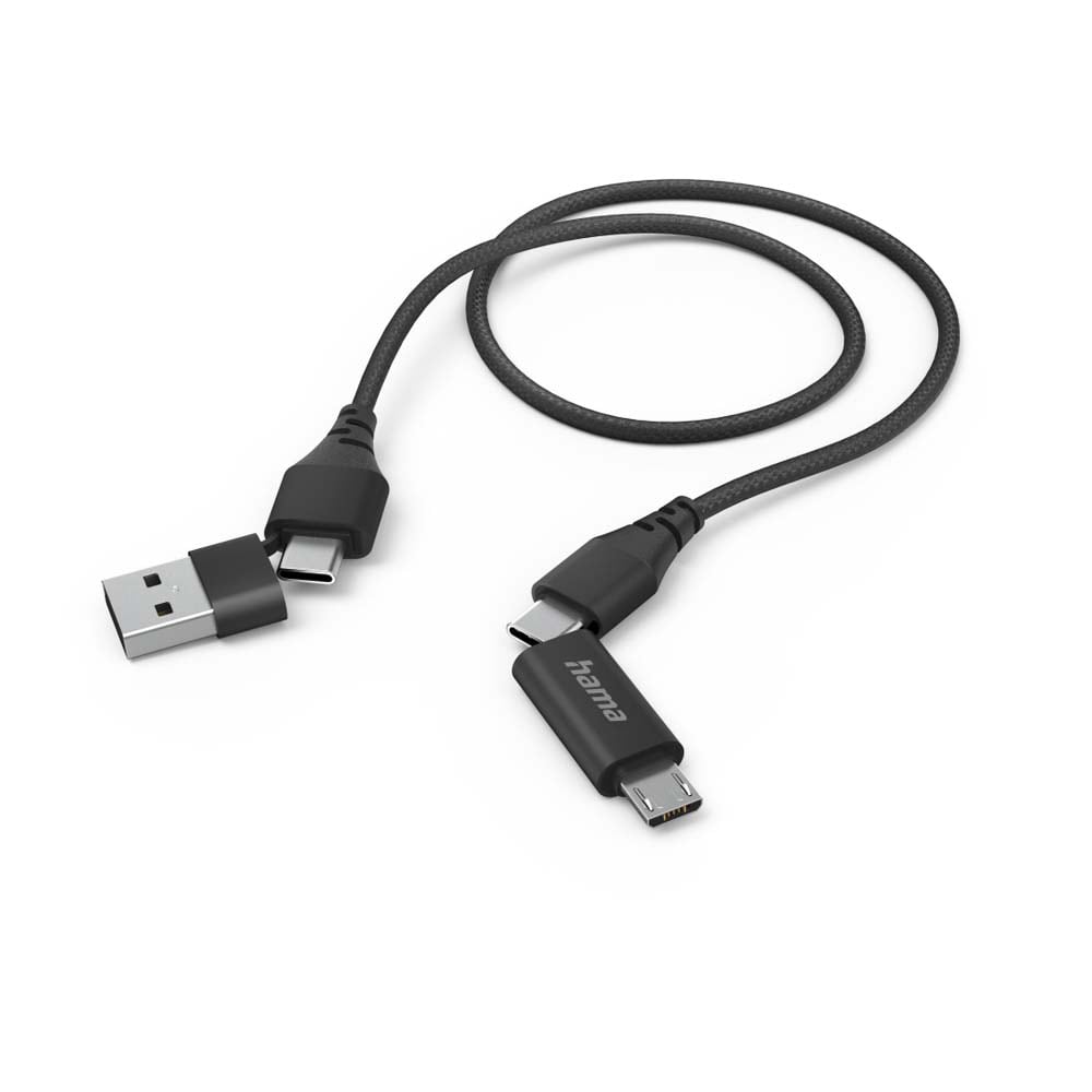 Cablu date 4 in 1 HAMA 201537, USB-C/USB-A - USB-C/MicroUSB, 1.5m, negru