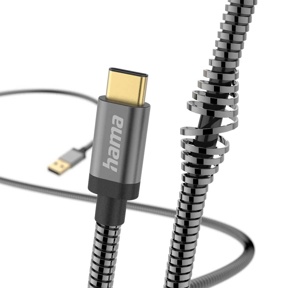 Cablu date HAMA 201551, USB-A - USB-C , 1.5m, gri inchis