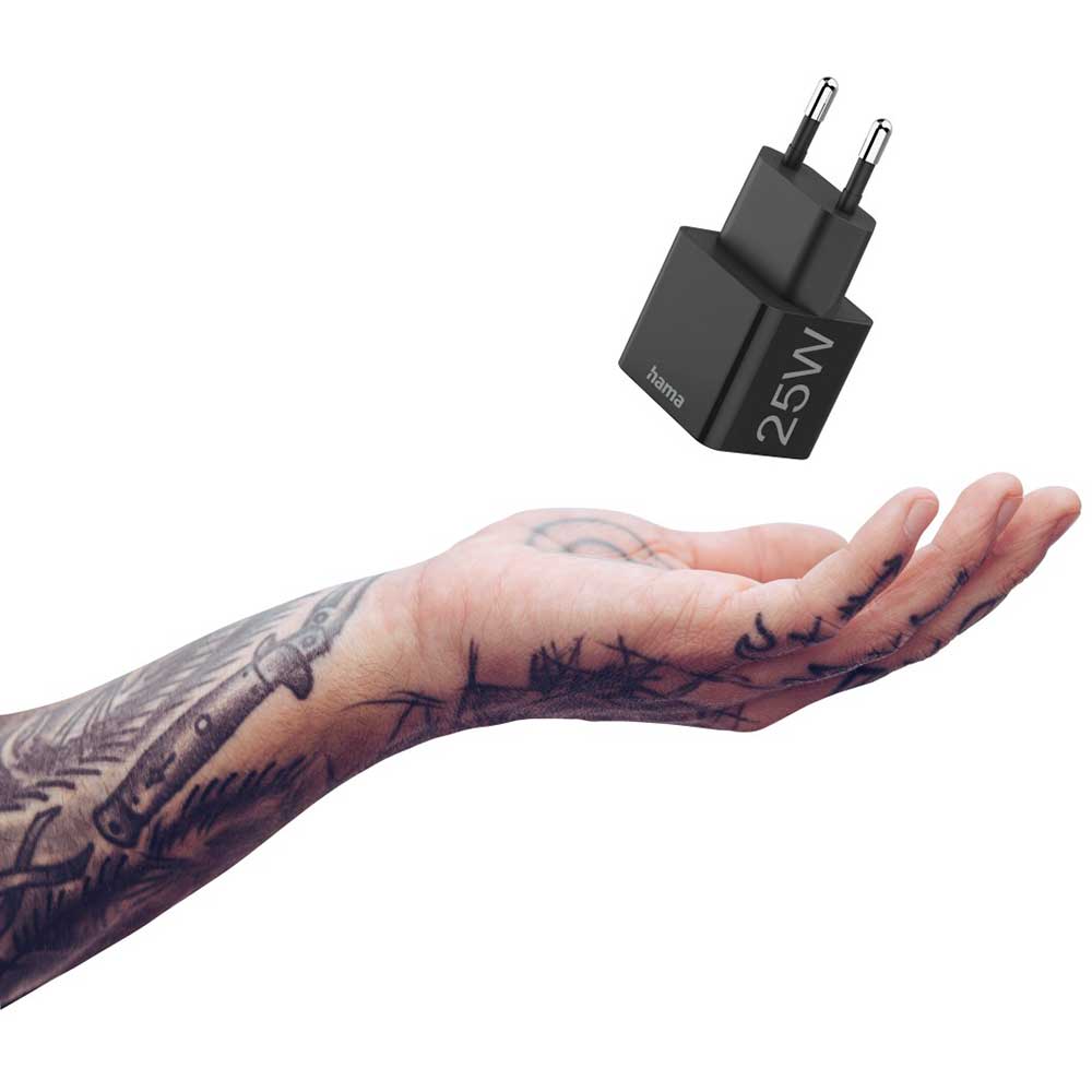 Incarcator retea HAMA 201651, 1x USB-C, 25W Power Delivery (PD), Quick Charge 3.0, negru