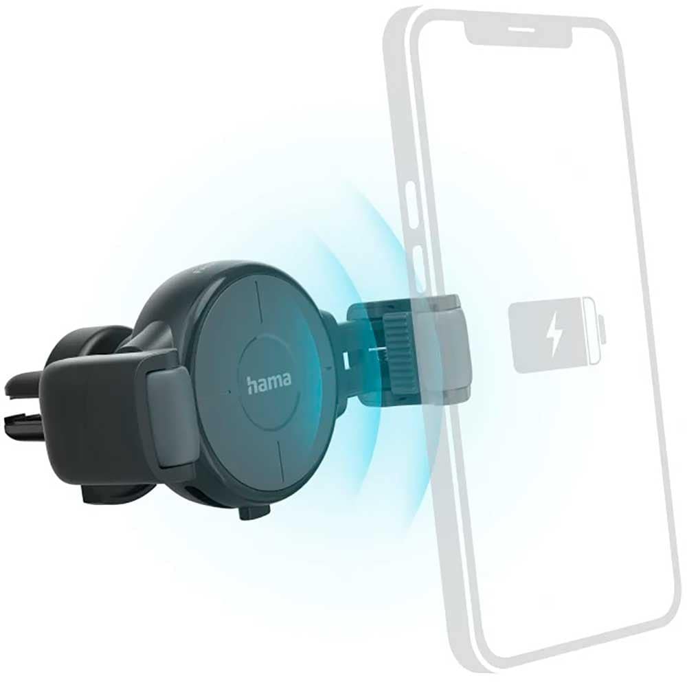 Suport auto cu incarcare wireless HAMA FC10 Flex-Set 201677, ventilatie, Fast Charge, 10W, gri