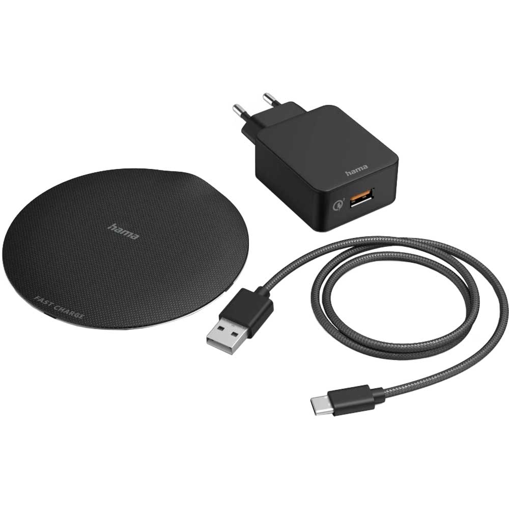 Incarcator wireless HAMA QI-FC15 Metal 201687, universal, QI, 15W, negru