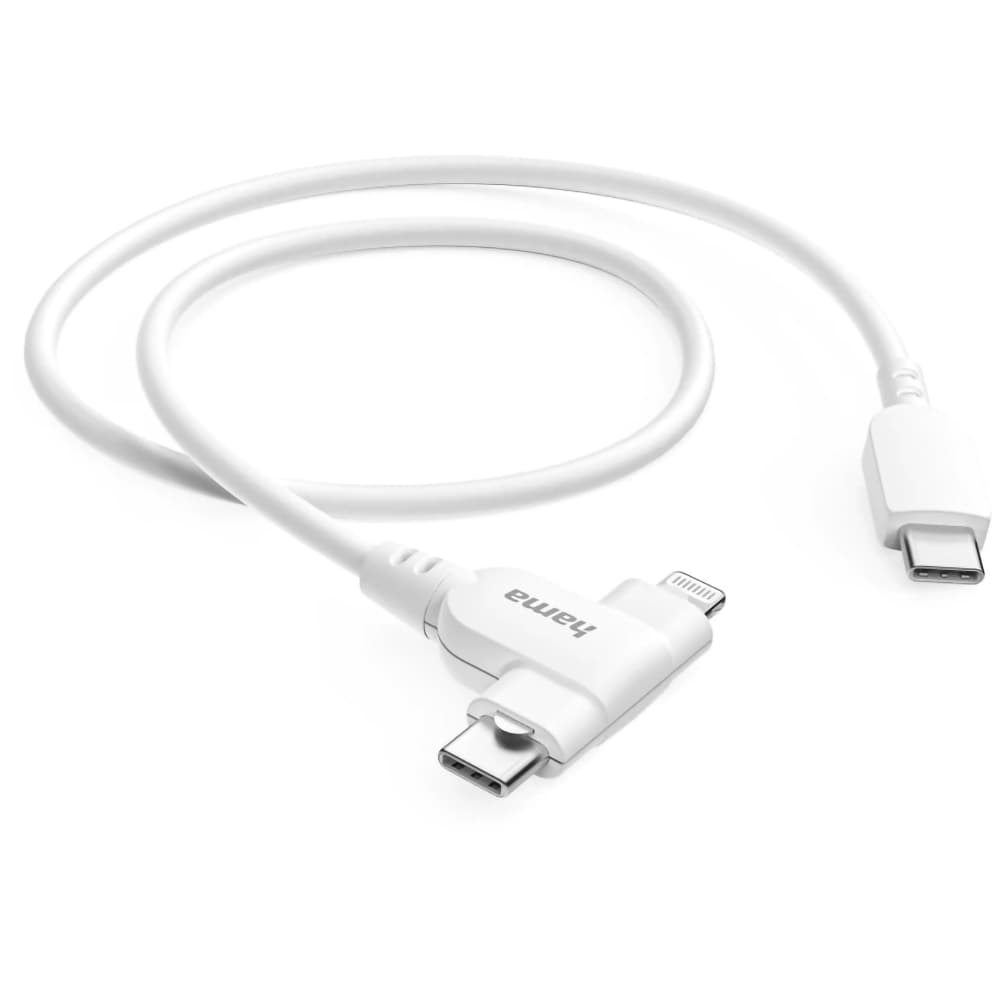 Cablu date 2 in 1 HAMA 201722, USB-C - USB-C/Lightning, 1.5 m, alb