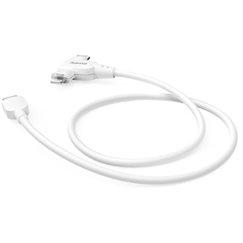 Cablu date 2 in 1 HAMA 201722, USB-C - USB-C/Lightning, 1.5 m, alb