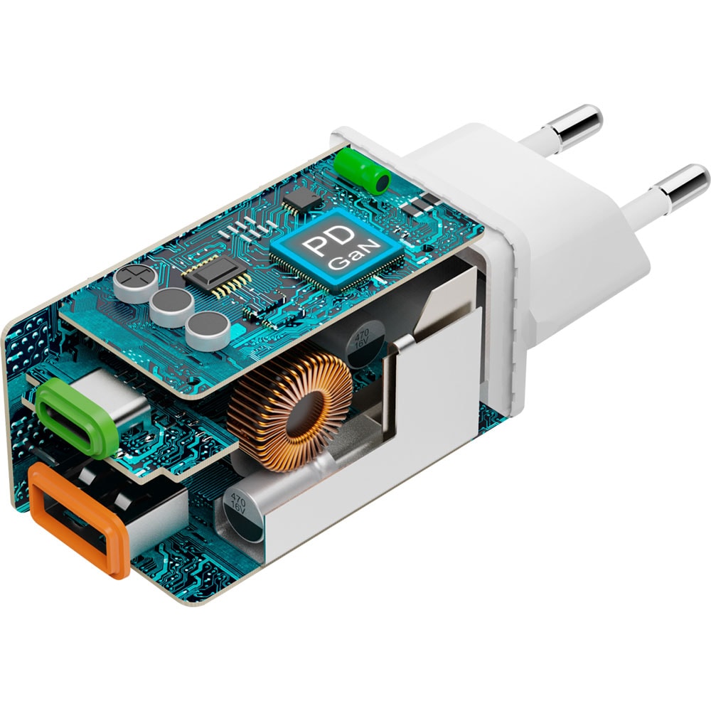 Incarcator retea HAMA 201993, 1xUSB-A, 1x USB-C, Power Delivery (PD), Quick Charge 3.0, 45W, alb