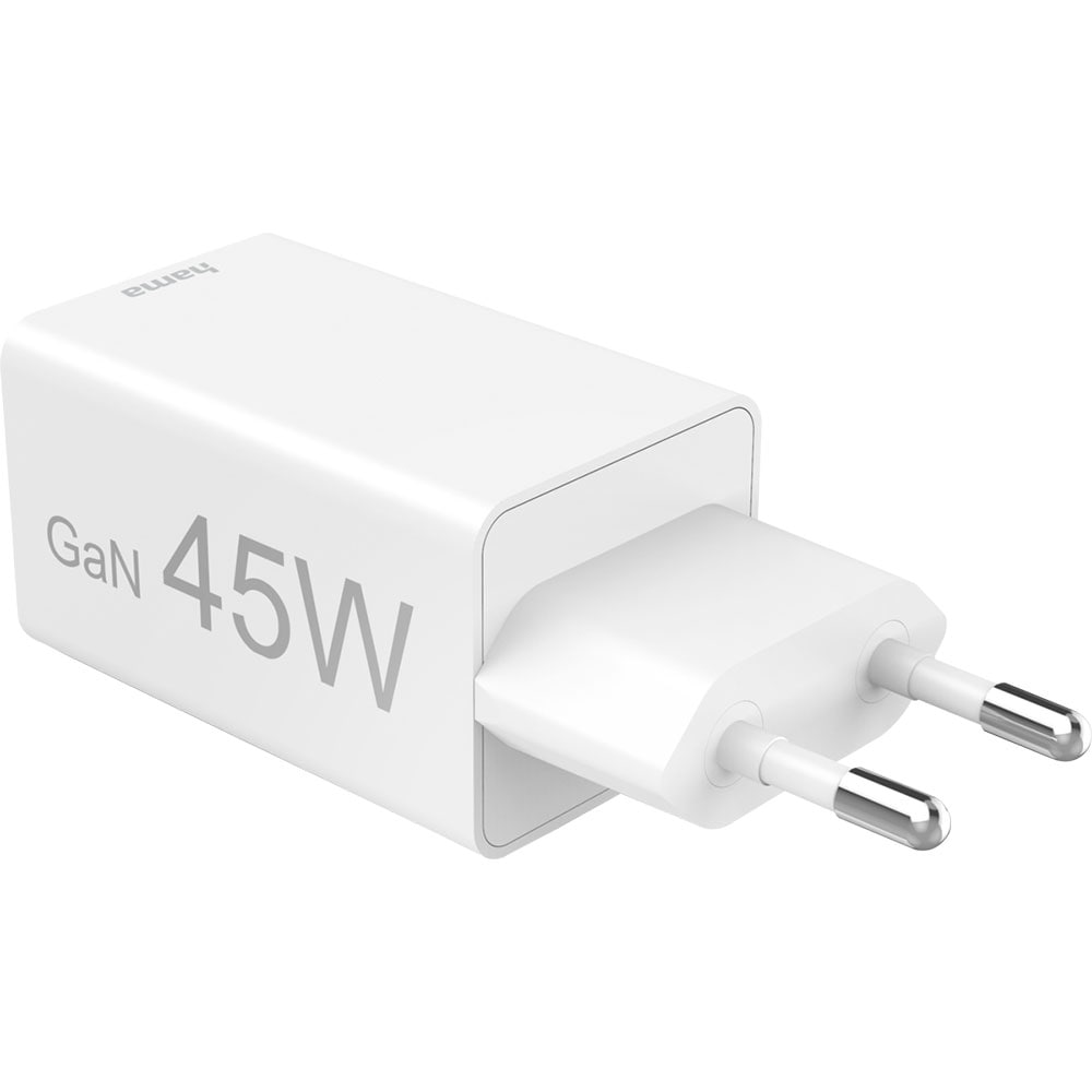 Incarcator retea HAMA 201995, 1x USB-C, 2x USB-A, Power Delivery (PD), Quick Charge 3.0, GaN, 45W, alb