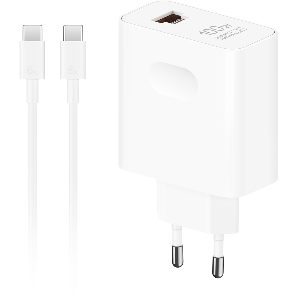 Incarcator retea HUAWEI 55037865, 1x USB-A, 1x USB-C, 100W, alb
